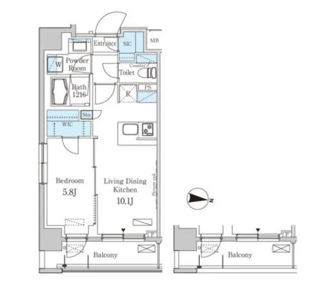 Park Axis Higashi Koenji - Floor Plan - ["Rectangle", "Schematic", "Font"]