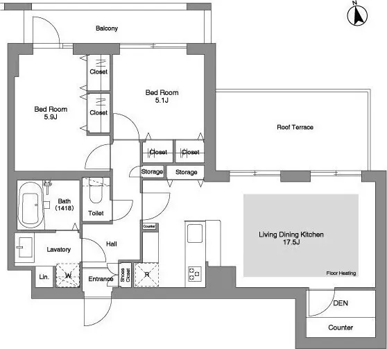 Comfortia Liv Bunkyo Sendagi - Floor Plan - ["Diagram", "Floor plan", "Plan"]