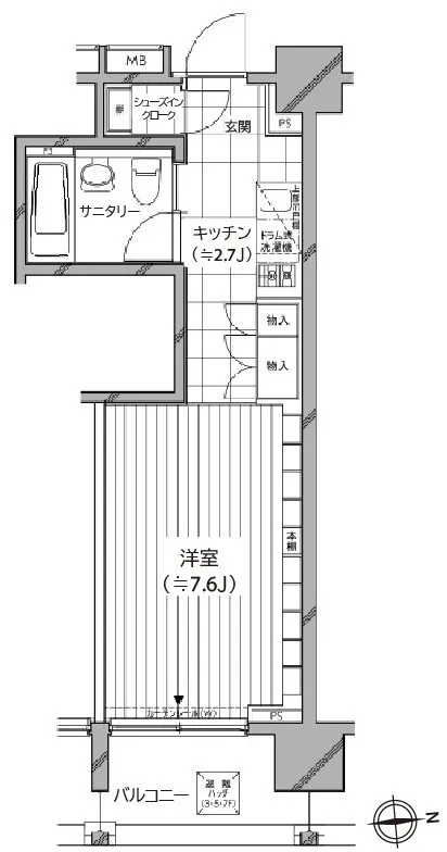 Castalia Azabujuban Shichimensaka - Floor Plan - ["Wood flooring", "Tile Flooring"]