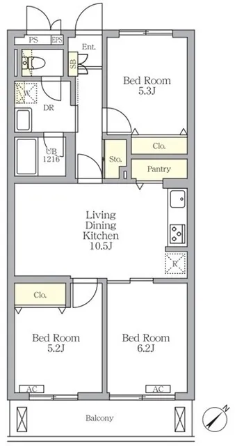 Maison Calm Nakaochiai North - Floor Plan - ["Diagram", "Floor plan", "Technical drawing"]