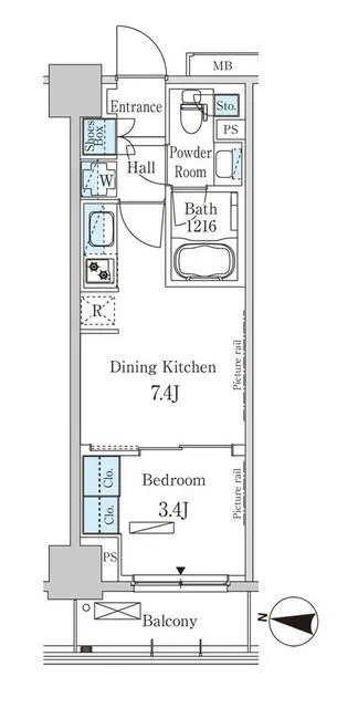 Park Axis Kiba Canal West - Floor Plan - ["Rectangle", "Parallel", "Font"]