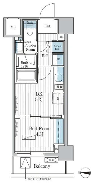 Park Axis Toyocho Residence - Floor Plan - ["Schematic", "Rectangle", "Parallel"]