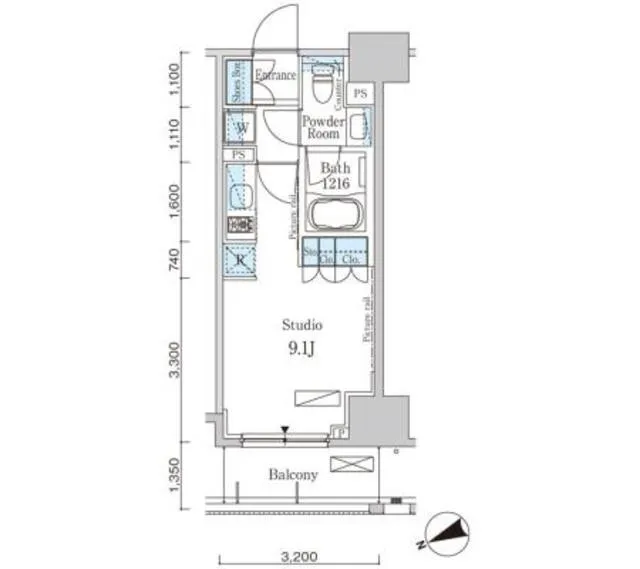 Park Axis Asakusa Kuramae - Floor Plan - ["Rectangle", "Slope", "Parallel"]