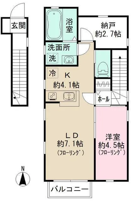 Duo Minamidai A - Floor Plan - ["Door", "Home Door"]