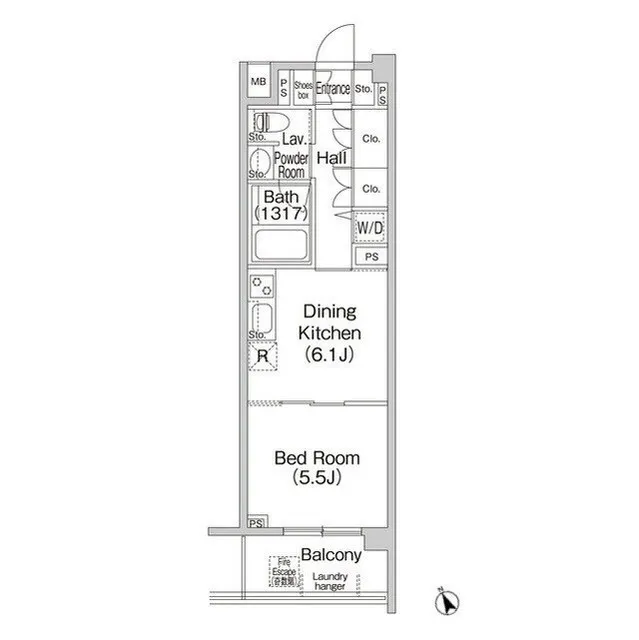 Comforia Omori Kashima - Floor Plan - ["Rectangle", "Font", "Parallel"]