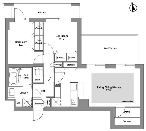 Comfortia Liv Bunkyo Sendagi - Floor Plan - ["Diagram", "Floor plan", "Plan"]