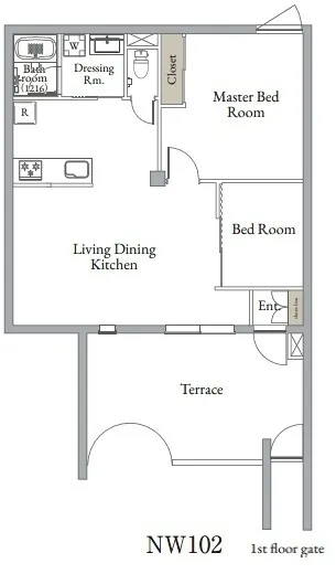 Belle Maison Nakamurabashi North NW - Floor Plan - ["White", "Diagram", "Plan"]