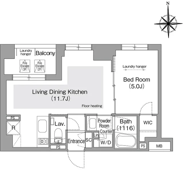 Comforia Liv Bunkyo Gokokuji - Floor Plan - ["White", "Diagram", "Plan"]