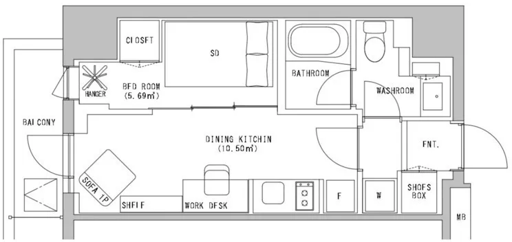 Hmlet Kinshicho II - Floor Plan - ["White", "Diagram", "Floor plan"]