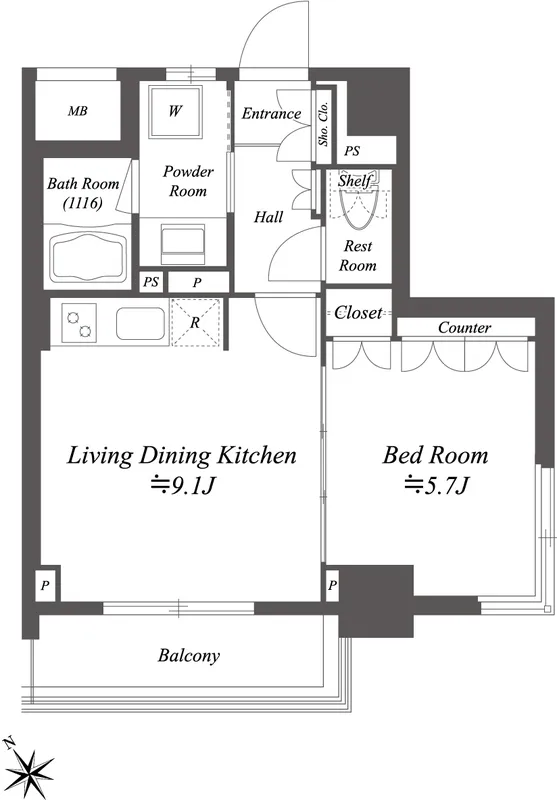 Residential Meguro - Floor Plan - ["Floor plan", "Diagram", "Plan"]