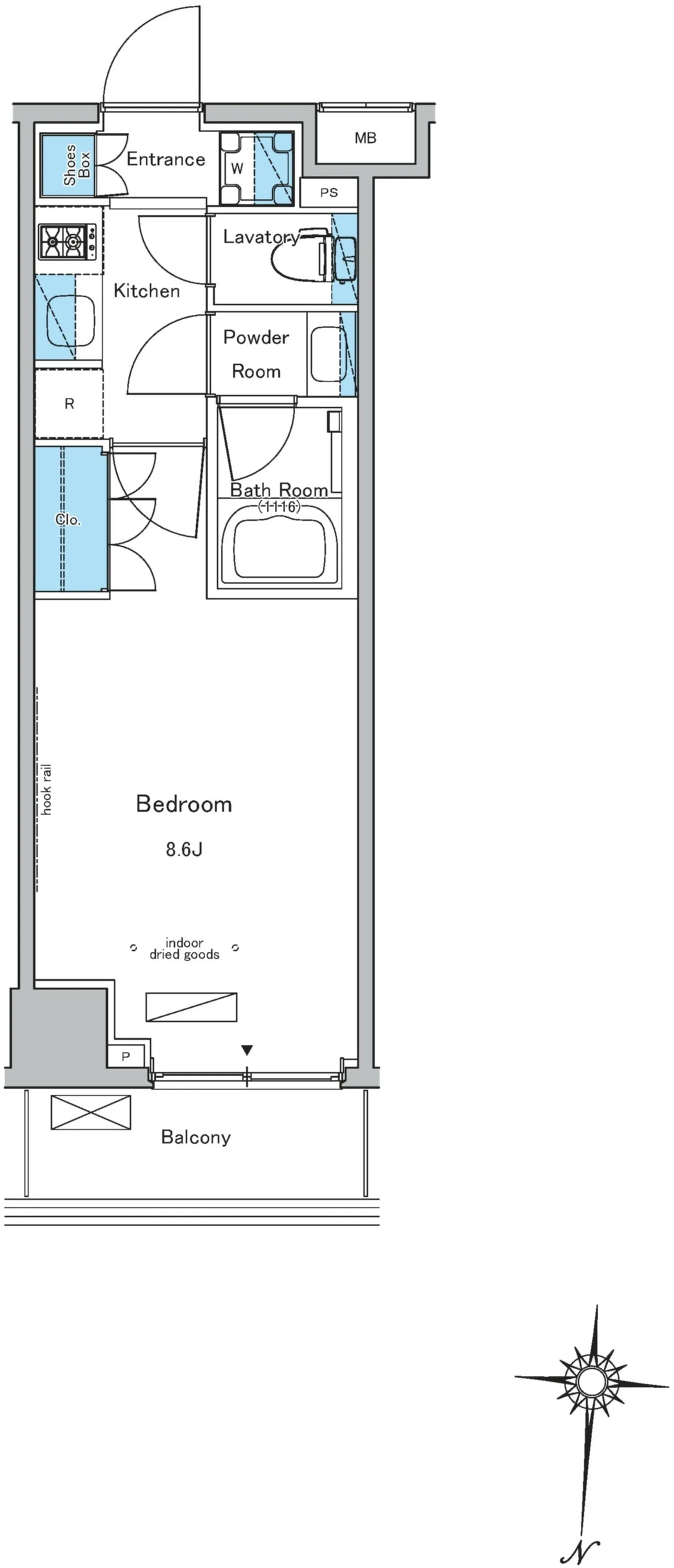 Wilterrace Morishita 4-Chome - Floor Plan - ["Rectangle", "Parallel", "Font"]