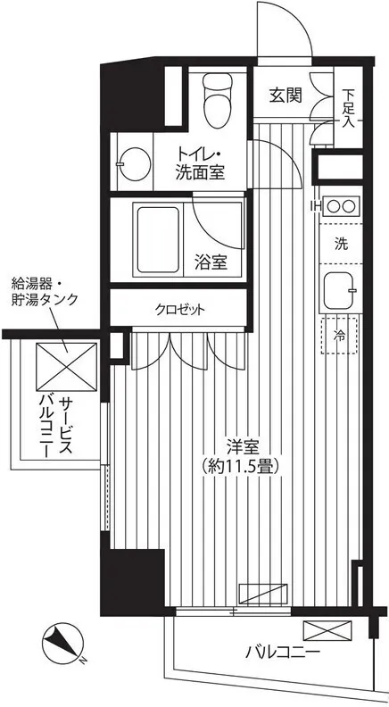 Ti-HIGASHIAZABU - Floor Plan - ["Tile Flooring", "Plumbing fixture", "Home Door"]
