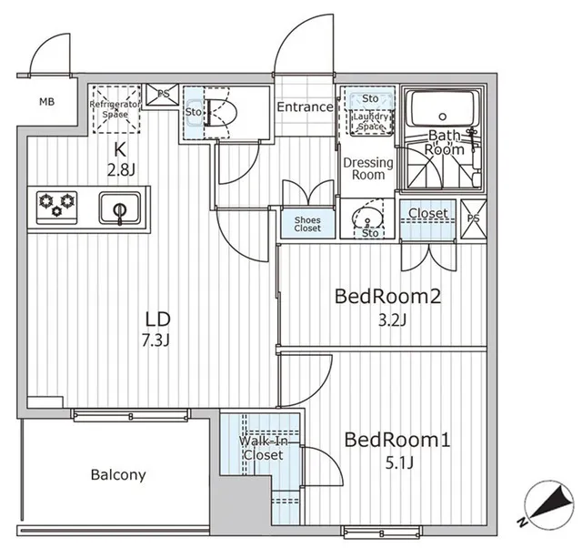 VIERA Court Nihonbashi Hisamatsucho - Floor Plan - ["Rectangle", "Schematic", "Slope"]