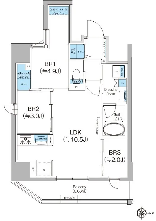 Crevia Rigze Kamata Nishi - Floor Plan - ["White", "Diagram", "Floor plan"]