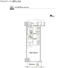 Prime Urban Nagahara Kamiikedai - Floor Plan - ["Apartment", "Wood flooring"]