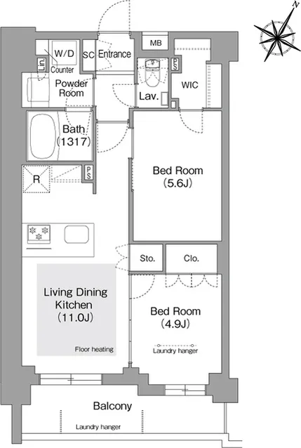 Comforia Liv Bunkyo Gokokuji - Floor Plan - ["White", "Diagram", "Plan"]