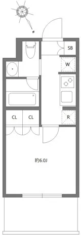 Asyl Court Higashioi - Floor Plan - ["White", "Plumbing fixture", "Sink"]