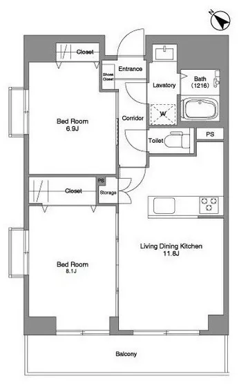Comforia Hikifune - Floor Plan - ["White", "Diagram", "Floor plan"]