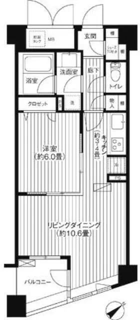 Cosmo Reit Shinjuku Yochomachi - Floor Plan - ["Apartment", "Tile Flooring", "Brutalist architecture"]