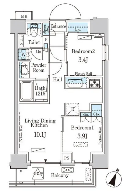 Park Axis Otsuka South Residence - Floor Plan - ["Rectangle", "Schematic", "Font"]
