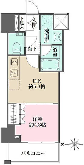 The Park Ones Fukagawa Monzen-Nakacho - Floor Plan - ["Apartment", "Tile Flooring", "Geraniums"]