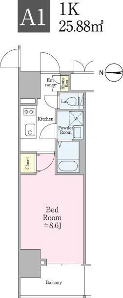 Cross Residence Iidabashi - Floor Plan - ["Rectangle", "Material property", "Font"]