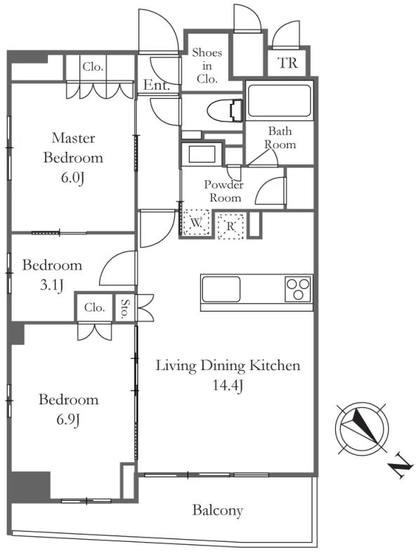 TS-COURT Nihonbashi Hamacho - Floor Plan - ["White", "Diagram", "Technical drawing"]
