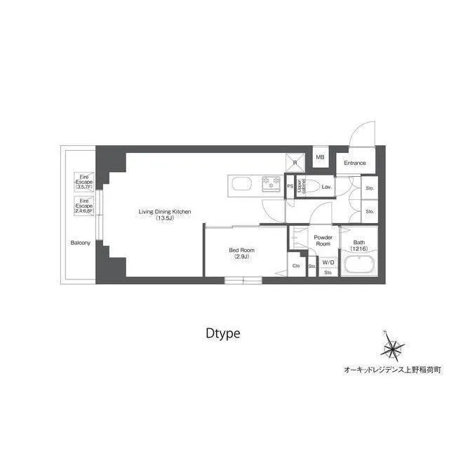 Orchid Residence Ueno Inaricho - Floor Plan - ["Floor plan", "Text", "Diagram"]