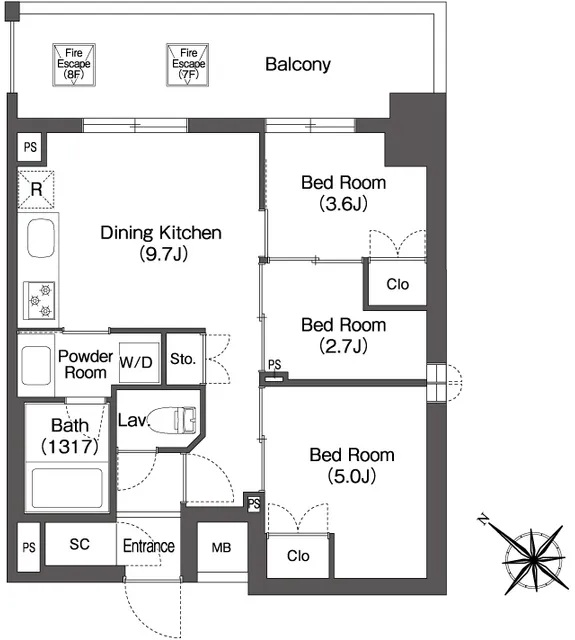 ORSUS Akabane East - Floor Plan - ["Rectangle", "Font", "Schematic"]