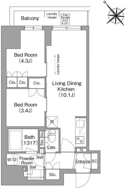 Comforia Liv Higashiikebukuro - Floor Plan - ["White", "Diagram", "Technical drawing"]