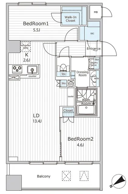 VIERA Court Nihonbashi Hisamatsucho - Floor Plan - ["Schematic", "Rectangle", "Font"]