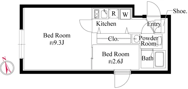 Project Kita-Shinjuku - Floor Plan - ["White", "Plumbing fixture", "Floor plan"]