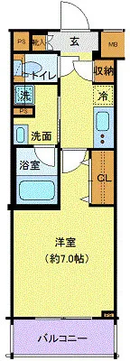 Dearly Awesome Tokyo South Palace - Floor Plan - ["Apartment", "Tile Flooring", "Balcony"]