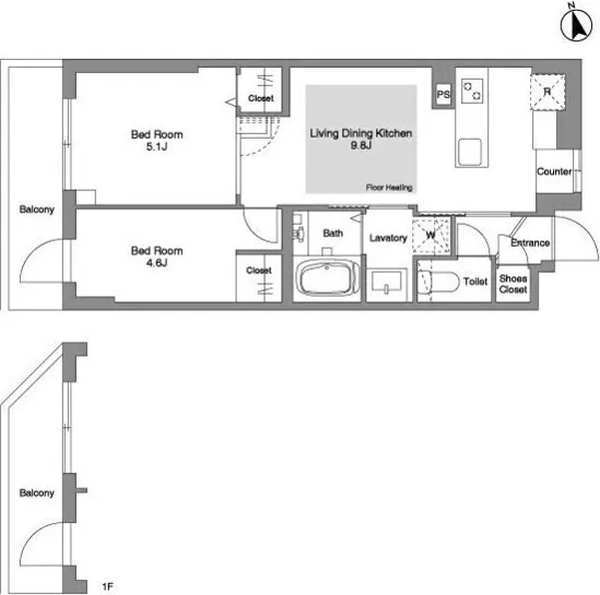 Comfortia Liv Bunkyo Sendagi - Floor Plan - ["White", "Floor plan", "Diagram"]