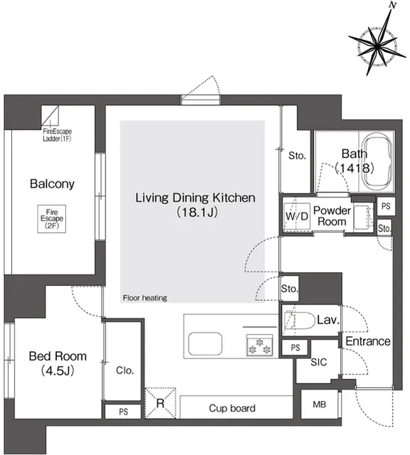 Stylio Meguro Ohashi HILLSIDE - Floor Plan - ["Rectangle", "Font", "Parallel"]