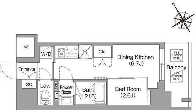 Baus Flats Kuramae - Floor Plan - ["White", "Diagram"]