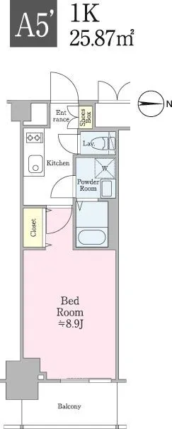 Cross Residence Iidabashi - Floor Plan - ["Rectangle", "Material property", "Parallel"]