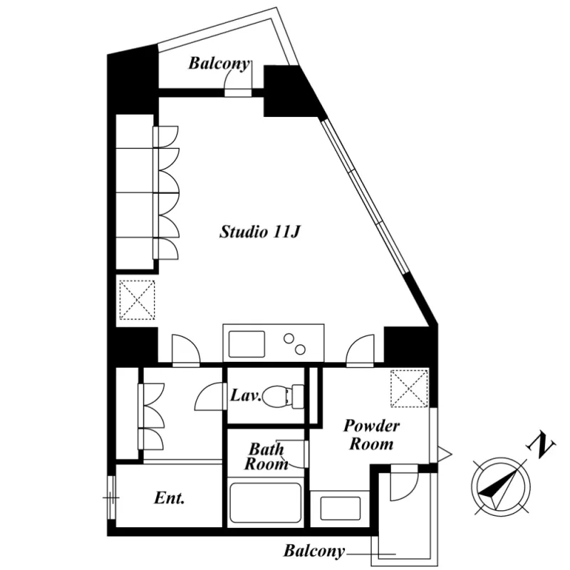 KDX Residence Shirokane II - Floor Plan - ["Rectangle", "Parallel", "Slope"]