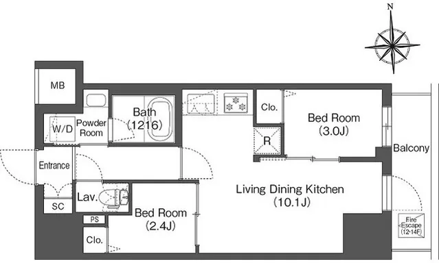 Comforia Live Kiba - Floor Plan - ["Rectangle", "Font", "Parallel"]