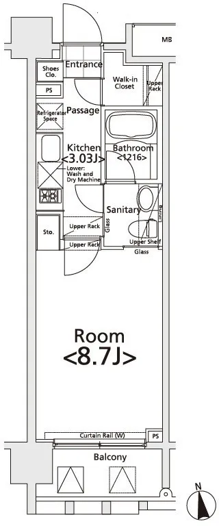 Primal Shinjuku Wakamatsucho - Floor Plan - ["Rectangle", "Font", "Parallel"]
