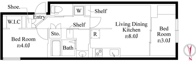 False Class Takadanobaba - Floor Plan - ["Plumbing fixture"]