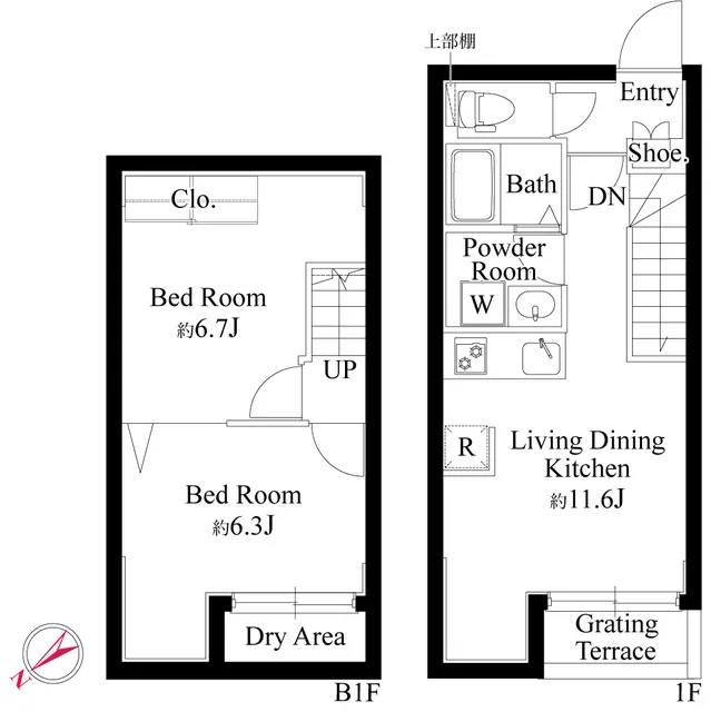 Gran Paseo Ookayama II - Floor Plan - ["White", "Design", "Plumbing fixture"]