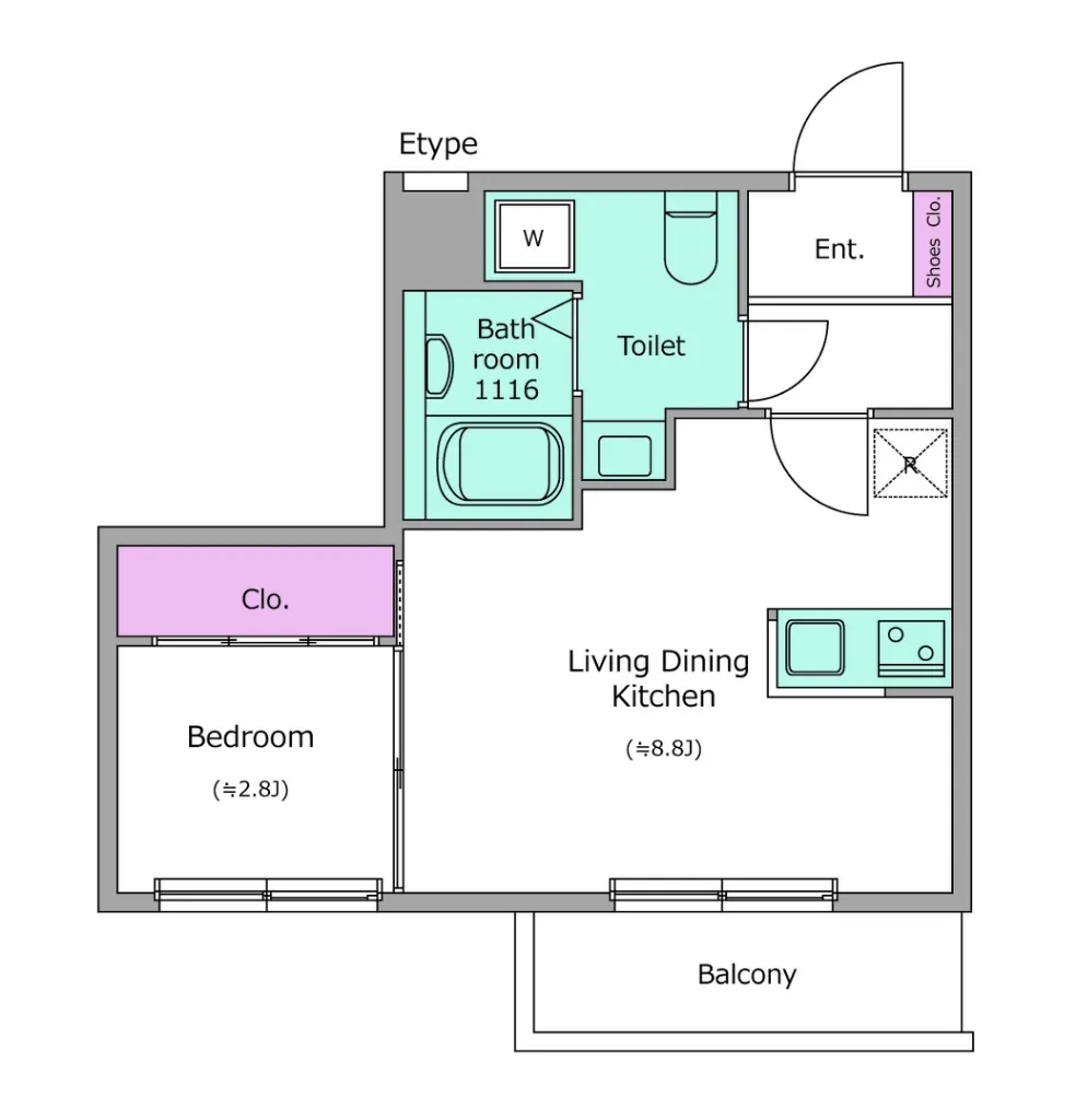 Cortile Kamikitazawa - Floor Plan - ["Rectangle", "Font", "Slope"]
