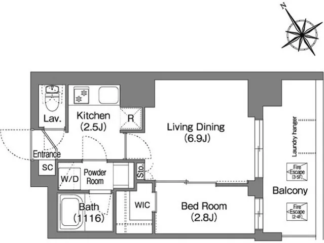 Comforia Liv Ueno - Floor Plan - ["White", "Diagram", "Plan"]