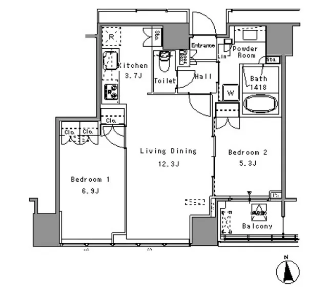 White Tower Hamamatsucho - Floor Plan - ["Rectangle", "Schematic", "Font"]