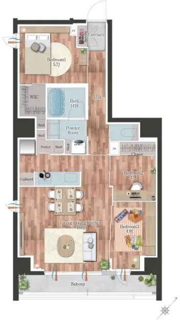 Duo Flatz Itabashi Oyama - Floor Plan - ["Floor", "Flooring", "Wood flooring"]