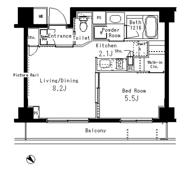 Park Axis Roppongi Hinokicho Koen - Floor Plan - ["Floor plan", "Plan", "Diagram"]