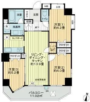 Nisshin Parastage Itabashi Takinogawa - Floor Plan - ["Floor", "Hardwood", "Design"]