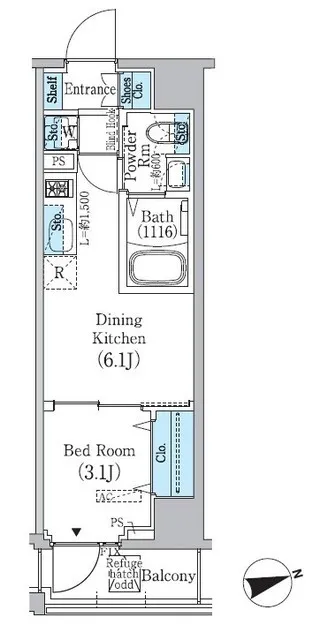 Prime Bliss Higashinakano Station - Floor Plan - ["Rectangle", "Map", "Font"]