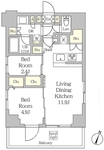 MFPR Court Nihonbashi Ningyocho - Floor Plan - ["White", "Diagram", "Floor plan"]